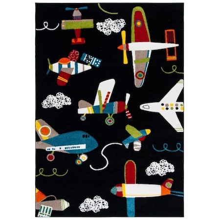 Safavieh 6 ft.-7 in. x 9 ft. Carousel Kids & Youth Rectangle Rug, Black & Ivory CRK167Z-6